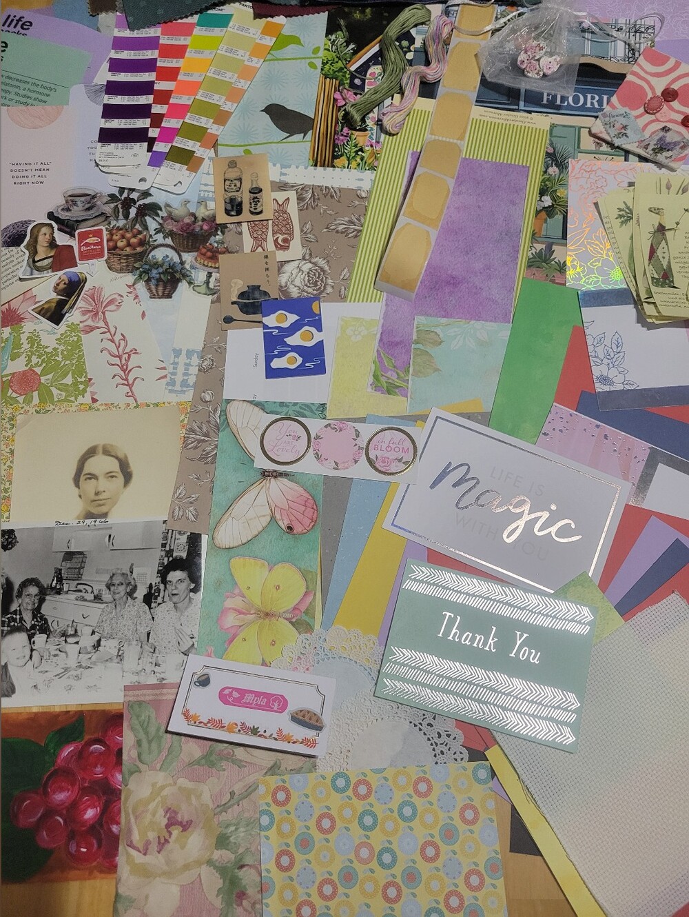 150+ Piece Collage Junk Journaling Assortment W/ Fabric, Photography Lot #2